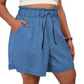 Amazon shorts women's  summer new european style high waist tie-waist versatile loose wide leg pants comfortable casual