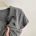 Classic export polo style preppy casual summer cable knit short sleeve knit dress skirt for women
