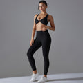 New solid color seamless underwear double-sided jacquard back sports yoga set - high elasticity, tight fit, fitness, and antibacterial yoga apparel