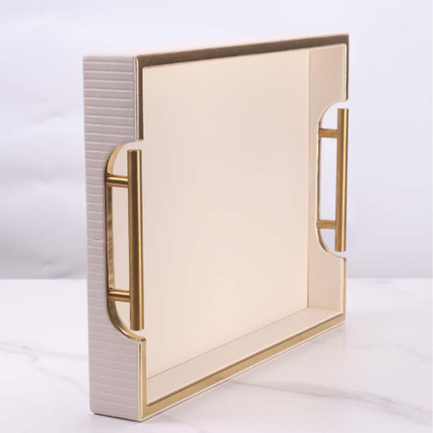 Household coffee table storage tray, room bedside table leather storage box, entrance sundries finishing decorative hardware tray