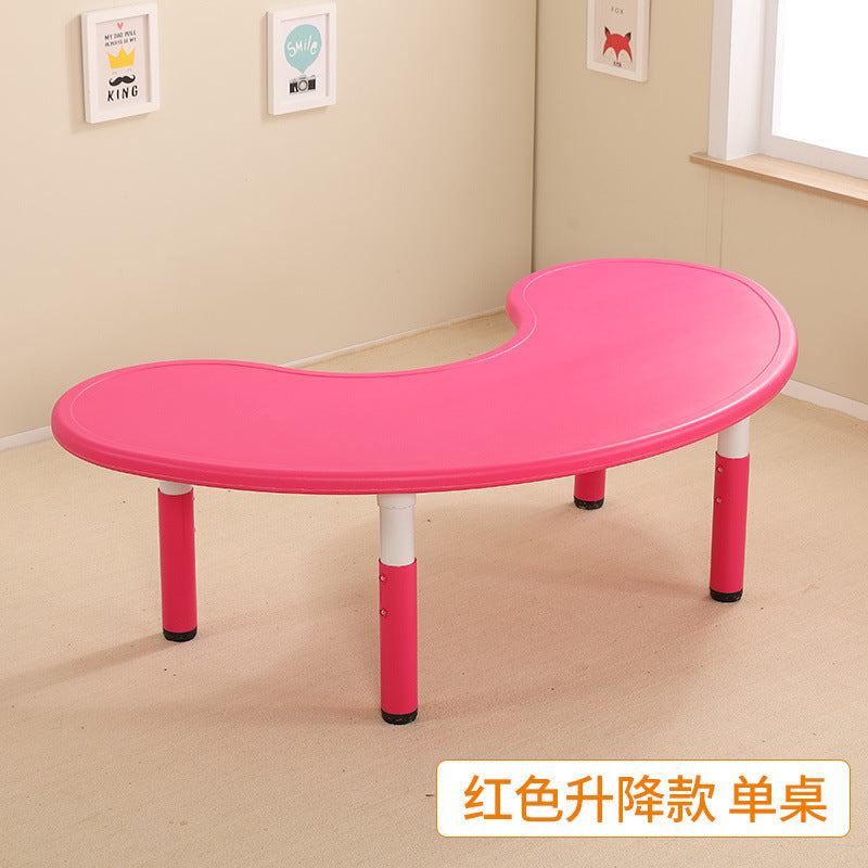 Children's table and chair set Kindergarten table and chair Baby painting game learning desk Plastic lifting moon creative table