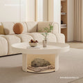 French cream iron art minimalist living room modern coffee table small apartment home creative pet friendly round light luxury set