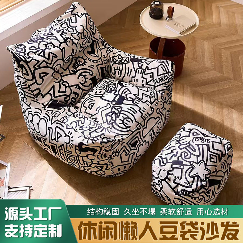 Influencer-approved graffiti lazy bean bag sofa - perfect for living room, bedroom, kids' room, single seater, balcony lounger - customization available direct from the manufacturer