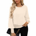 autumn new women's knitted top - cross-border european and american style, solid color, minimalist long-sleeve crew neck t-shirt