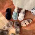 New arrival parallel strap best selling fur slippers for women fall and winteroutwearplatform shoesthick soleheight-increasing soft bottomfor homeoutwear cotton slippers