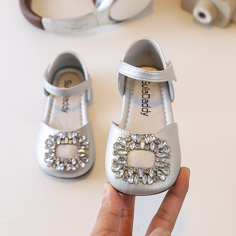 Ready-to-ship korean style girls' versatile bow princess shoes, kids' thin-soled mary janes, versatile student shoes, soft-soled flats
