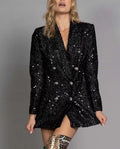 new arrivalfashionfashion socialite v-neck elegant suit outwear double-breasted black sequin silmlongtops