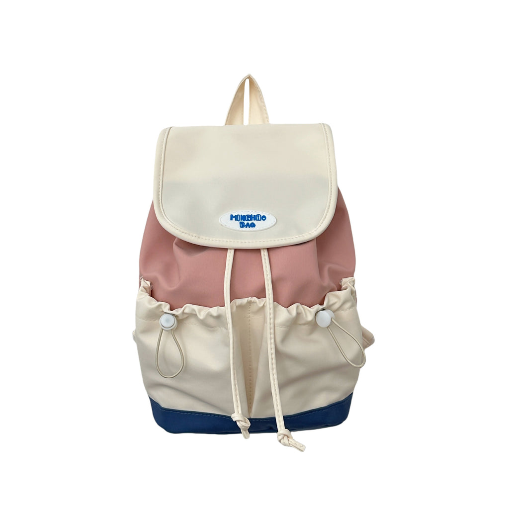 Summer new splicing contrasting color backpack 2025 bag cover design Mori niche leisure backpack going out travel bag