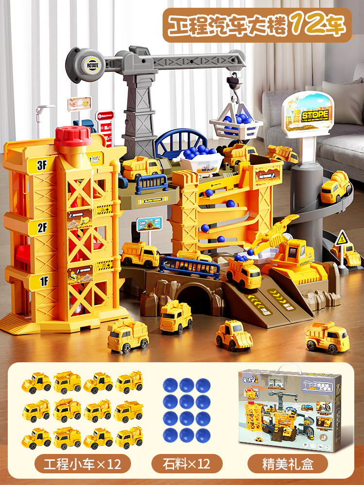 Construction track car sliding train parking lot car rush adventure 3 years old 4 boys educational kids toys