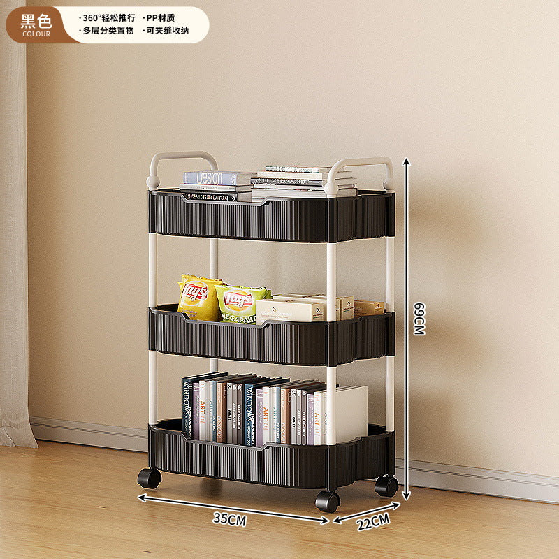 Movable coffee table snack cart cream style living room sofa side table mini bedside storage rack table