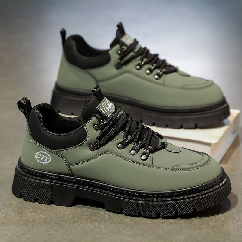 Men's spring 2025 new outdoor work boots: black british style martin boots for work, casual, and labor protection