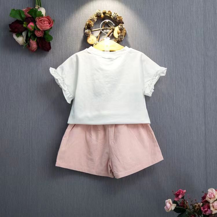 Girls' summer outfit: new trendy & stylish summer set for kids - lightweight short-sleeve top and pants two-piece set