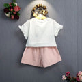 Girls' summer outfit: new trendy & stylish summer set for kids - lightweight short-sleeve top and pants two-piece set