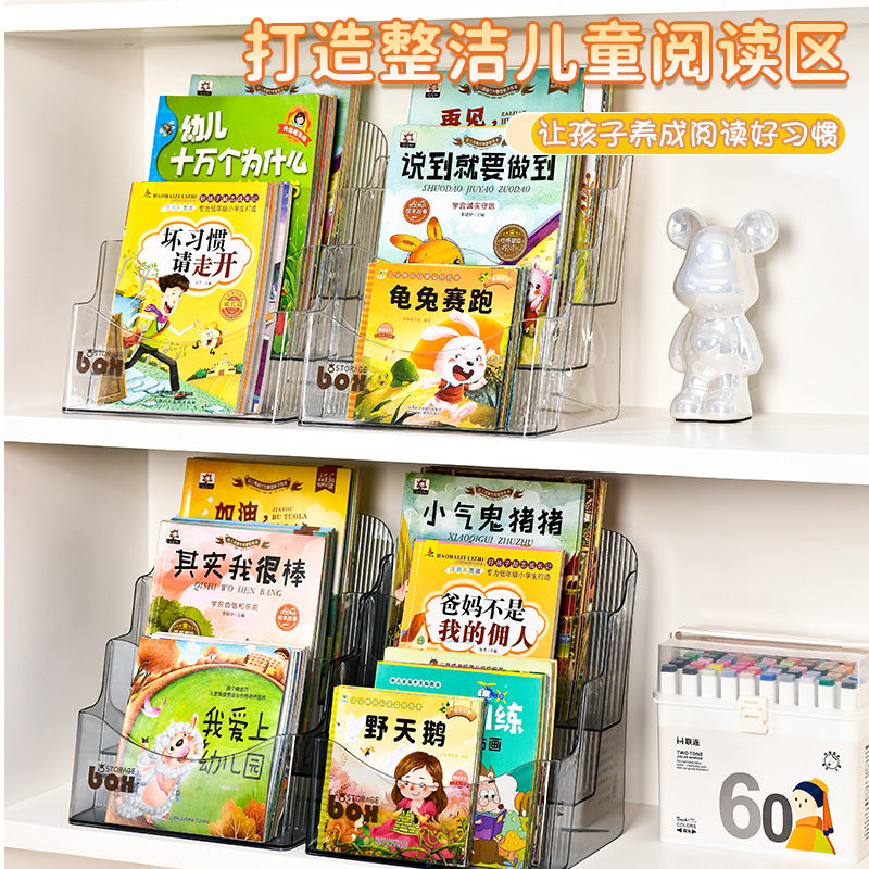 Desktop bookshelf storage box transparent student book desk office file baffle acrylic shelf