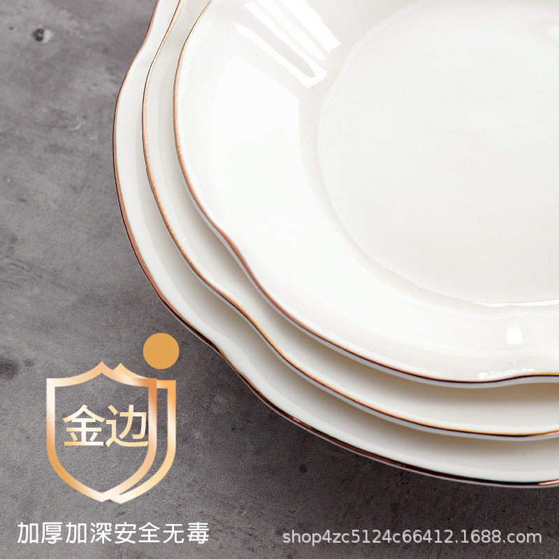 Wholesale gold-rimmed large soup bowl for home extra large pickled fish large basin bowl ceramic boiled fish bowl soup basin 2024 new arrival