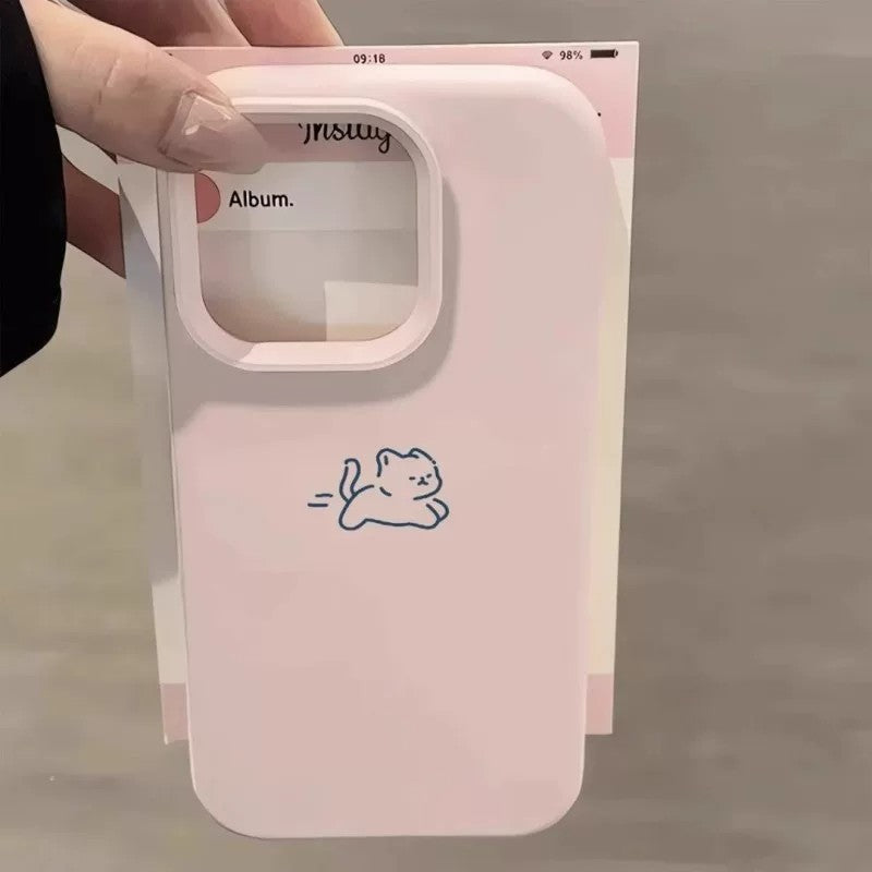 Cute simple drawing kitten suitable for iphone17promax korean style gentle style apple 16 mobile phone protective case