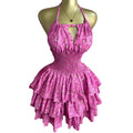 European and american cross-border women's fashion:  autumn new sleeveless halter neck tie-up sexy backless ruched mini dress