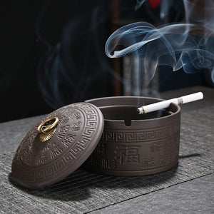 Purple sand ashtray retro with cover pfaff high-end creative hotel for home living room coffee table new anti-fly ash and anti-smoke smell
