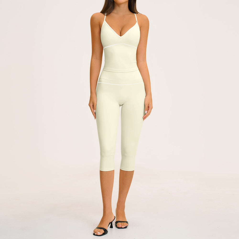 new yoga outfit: high-waisted peach lift, color block, push-up, and beautiful back design - activewear set 9615