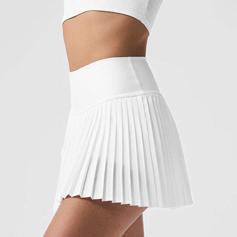 Fashion tennis skirt casual breathable pleated sports skirt for women fake two-piece quick-drying fashion tape high waist fitness skirt