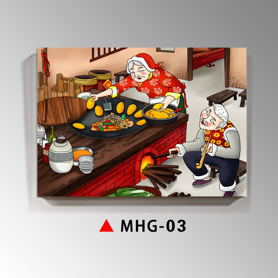 Northeast eight monsters decorative painting ethnic customs wall decoration mural agritainment hotel box background wall hanging painting