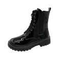 Women's mid-calf chunky heel round toe chelsea boots - 2025 autumn new korean style patent leather women's shoes - comfortable martin boots