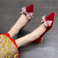 Wedding shoes for women with thick heels 2023 new arrival bridal shoes that are not tiring on the feet flats burgundy high heels xiuhe wedding dress two-wear
