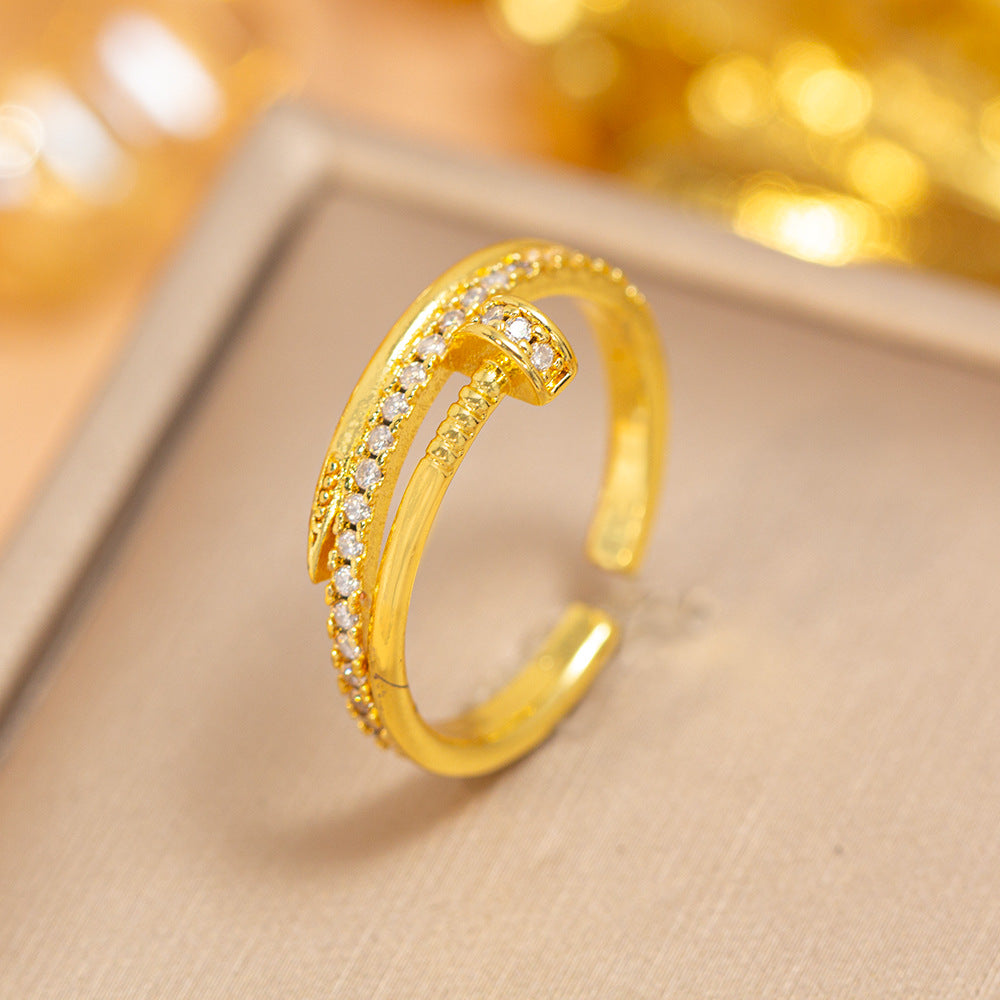 hot-selling design, full of diamonds, inlaid with zircons, exquisite women's openable adjustable rings, popular fashion accessories