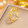 J17 gold - curved stud ring