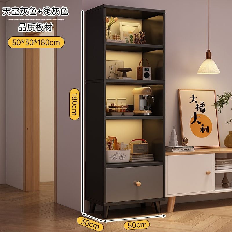 Bookcase for home standing cabinet bookshelf floor-standing storage rack living room storage cabinet small narrow cabinet dust-proof storage cabinet storage cabinet