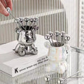 Simple ins style bear stainless steel fruit fork set fruit pick household high-looking ceramic fruit fork jar wholesale