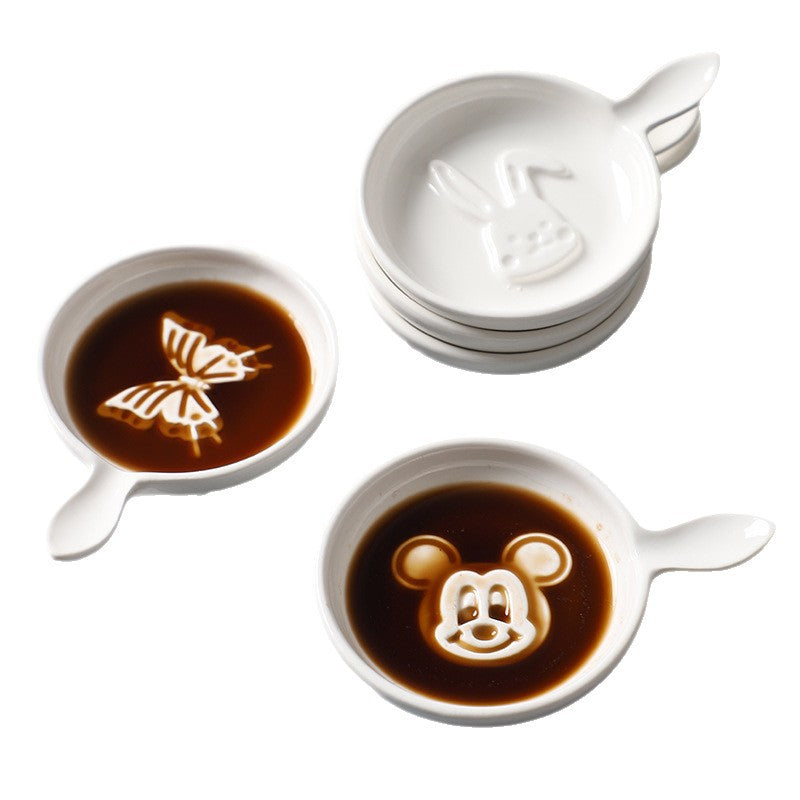 Ceramic tableware cartoon seasoning dipping dish for home bowls and chopsticks creative sauce hotel cute side dish soy sauce personalized