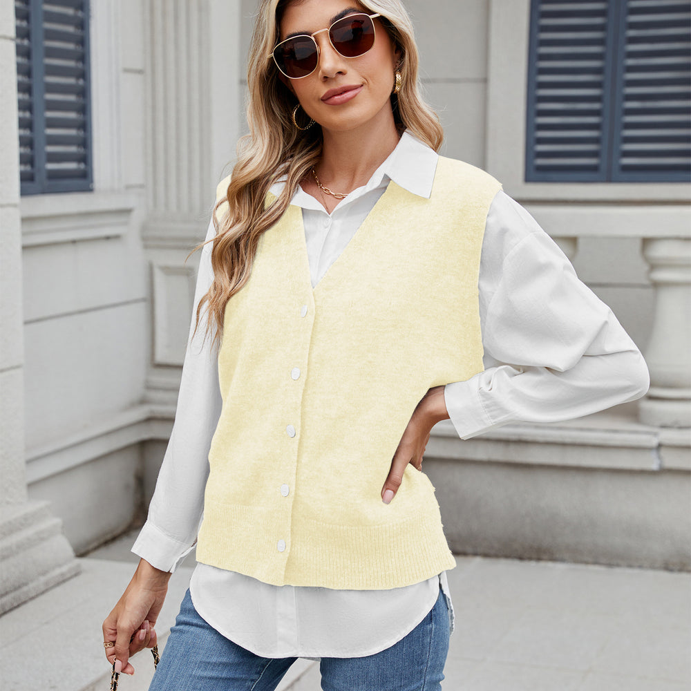Fashion cross-border foreign trade women's clothing new arrival  independent station casual row button knittingsweater vest vest trendy