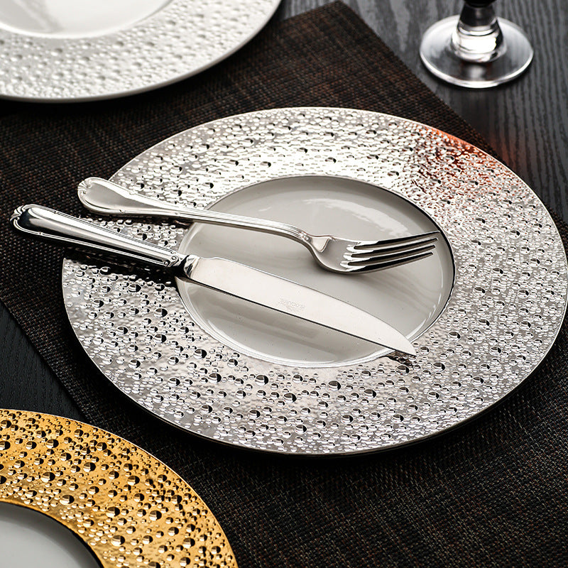 Ceramic western dinner plate - creative mars crater steak plate - instagrammable high-end creative table setting - european style flat plate - dessert presentation