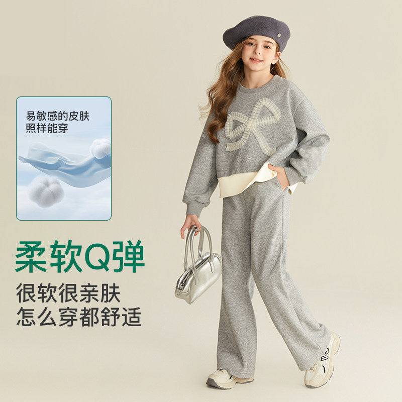 girls' spring tracksuit set - korean style casual two-piece outfit for kids and teens - trendy preppy look