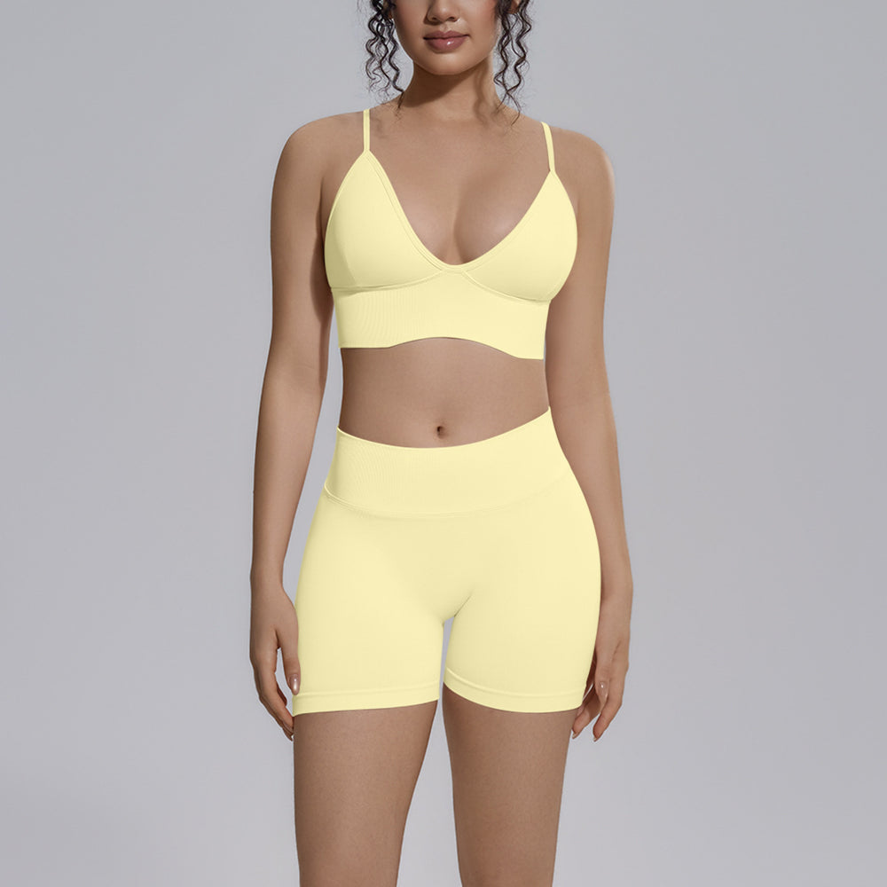 Camisole backless sports bra seamless yoga set quick-dry tight butt-lifting shorts outfit quick-dry running fitness apparel