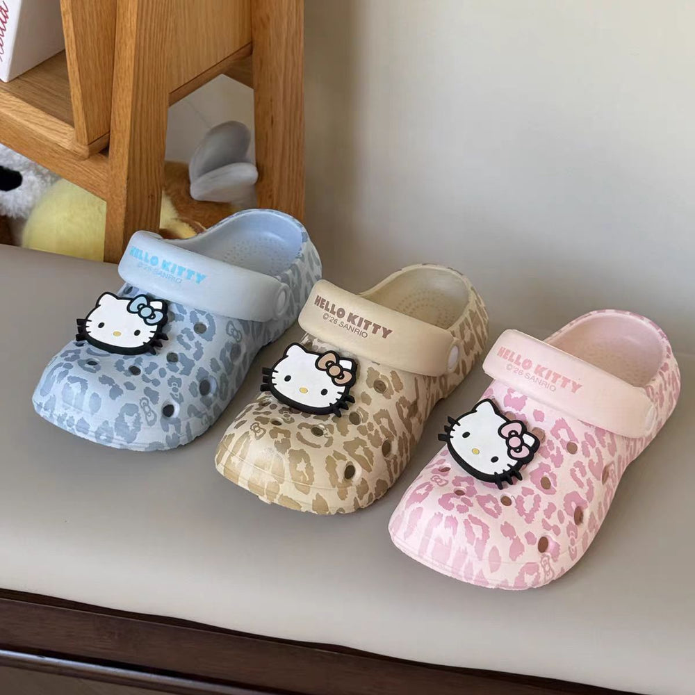 New kitty cat leopard print clogs - women's non-slip, odor-resistant summer outdoor slippers, indoor house slippers