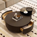 Minimalist slate combination coffee table small apartment simple modern light luxury high-end round living room for home black popular
