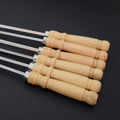 Manufacturer wholesale grilled lamb skewers skewers barbecue tools direct supply wooden handle flat skewers stainless steel meat skewers barbecue skewers large skewers