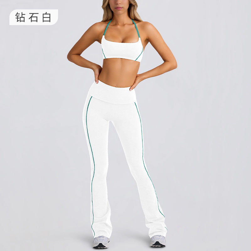 Yoga clothes autumn sling tube top nude bra beautiful back sports intimates running fitness women's bell bottomssuit