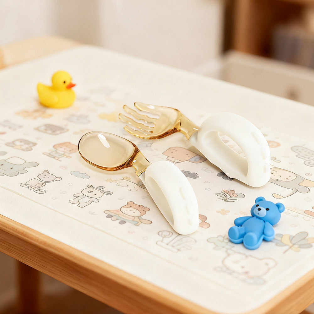 Source factory baby eating fork and spoon suit baby independent eating spoon and fork baby ppsu training fork and spoon