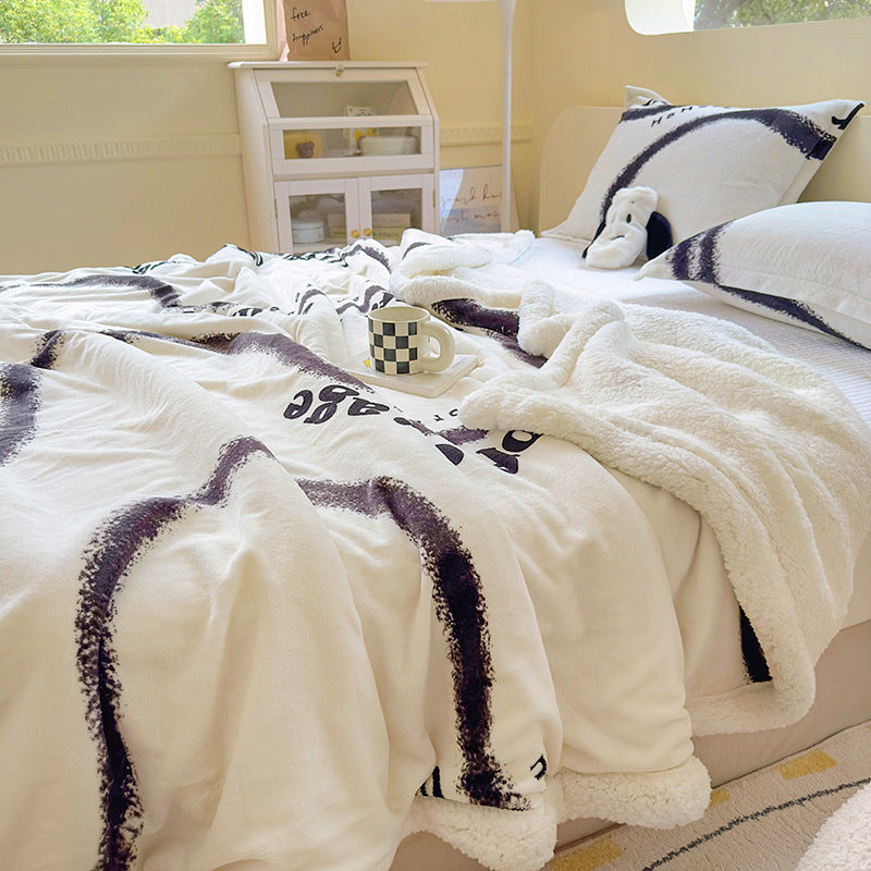 Winter Flannel Blanket Thickened Warm Lamb Fleece Blanket Office Nap Coral Fleece Blanket Milk Fleece Blanket