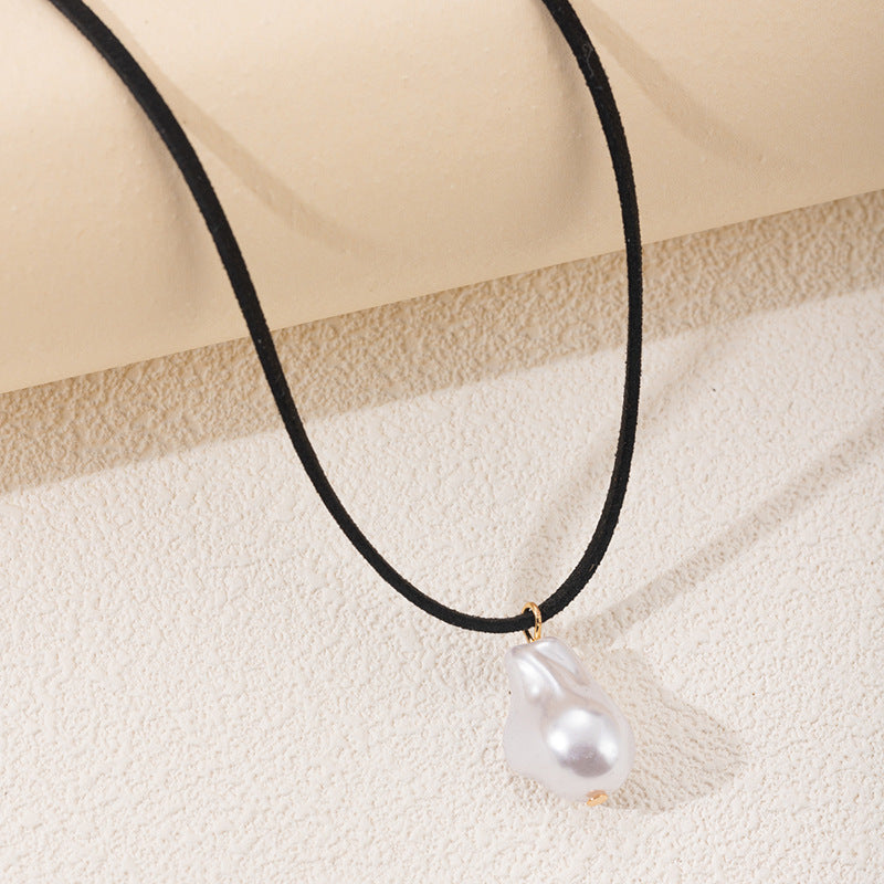 Wholesale irregular teardrop pearl pendant necklace - european & american style, baroque rope chain, adjustable choker, multi-layer necklace jewelry