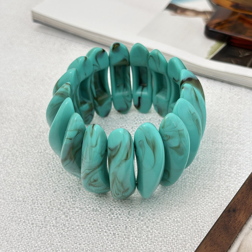 Bracelet women's wholesale european and american cross-border special-shaped splicing elastic resin bracelet niche high-end sense of smudged exaggerated hand jewelry