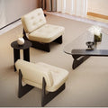 Modern minimalist balcony sofa chair, designer solid wood living room single chair, cat-scratch resistant leather electric high-back light luxury