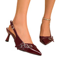 2026 spring new french pointed-toe stiletto heel european and american fashion closed-toe women's shoes open-back buckle sandals