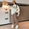 Girls' outfit set  new stylish autumn clothes two-piece set for girls, kids' spring and autumn fashionable loose-fit clothing for older children