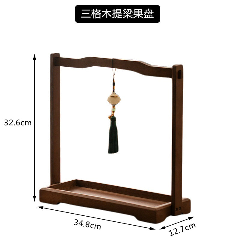 Walnut color fruit plate with handle chinoiseriefor home living room nut plate tea snack plate snack candy dried fruit box compartment plate