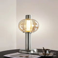 Retro medieval metal glass table lamp oval amber single head b&b guest room bedroom living room atmosphere table lamp