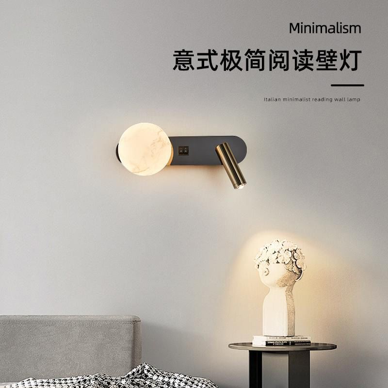 Master bedroom bedside reading wall lamp minimalist rotatecasual moon study wall lamp spotlight light luxury elegant atmosphere lamp